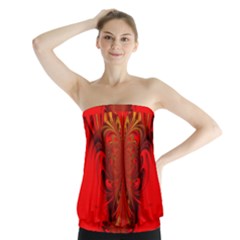 Digital Arts Fractals Futuristic Red Yellow Black Strapless Top by Pakrebo