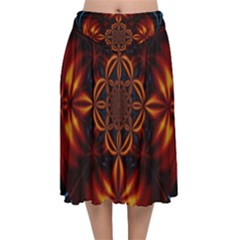 Abstract Art Artwork Fractal Design Velvet Flared Midi Skirt by Pakrebo