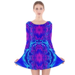 Digital Art Artwork Fractal Color Abstact Long Sleeve Velvet Skater Dress by Pakrebo