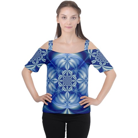 Abstract Art Artwork Fractal Design Cutout Shoulder Tee by Pakrebo