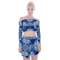 Abstract Art Artwork Fractal Design Off Shoulder Top With Mini Skirt Set by Pakrebo