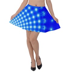 Digital Arts Fractals Futuristic Blue Velvet Skater Skirt