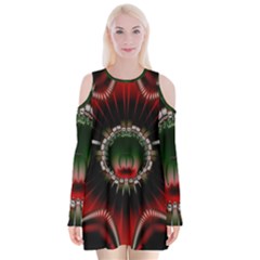 Abstract Abstract Art Artwork Star Velvet Long Sleeve Shoulder Cutout Dress by Pakrebo