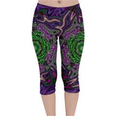 Digital Art Artwork Fractal Pattern Velvet Capri Leggings 