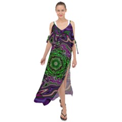 Digital Art Artwork Fractal Pattern Maxi Chiffon Cover Up Dress
