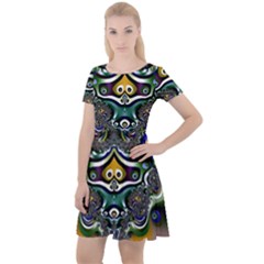 Fractal Art Artwork Design Cap Sleeve Velour Dress  by Pakrebo