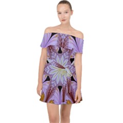 Abstract Flower Artwork Art Off Shoulder Chiffon Dress by Pakrebo