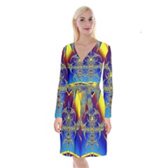 Abstract Art Design Digital Art Long Sleeve Velvet Front Wrap Dress by Pakrebo