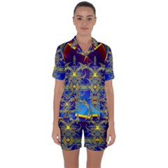 Abstract Art Design Digital Art Satin Short Sleeve Pyjamas Set by Pakrebo