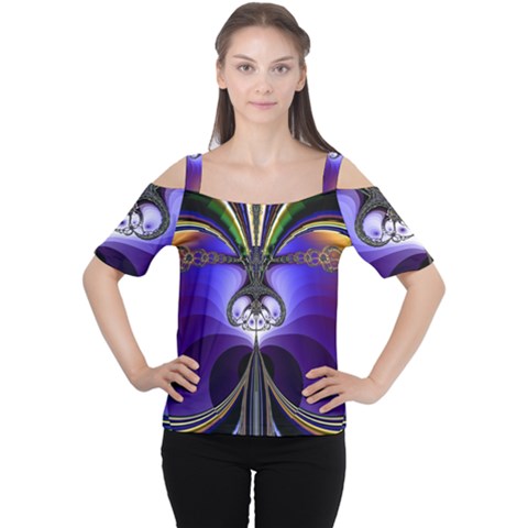 Abstract Art Artwork Fractal Design Pattern Cutout Shoulder Tee by Pakrebo