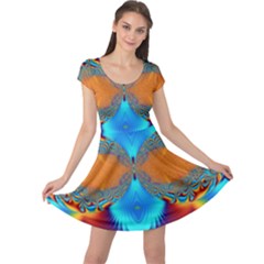 Artwork Digital Art Fractal Colors Cap Sleeve Dress