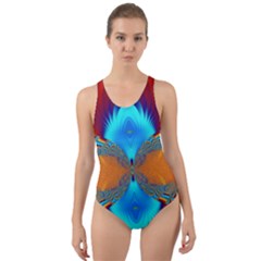 Artwork Digital Art Fractal Colors Cut-Out Back One Piece Swimsuit