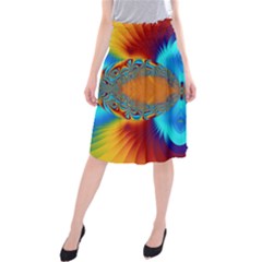 Artwork Digital Art Fractal Colors Midi Beach Skirt