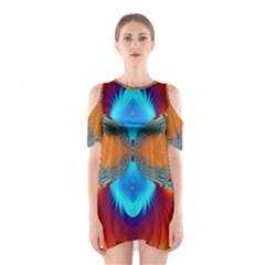 Artwork Digital Art Fractal Colors Shoulder Cutout One Piece Dress
