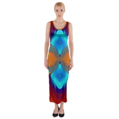 Artwork Digital Art Fractal Colors Fitted Maxi Dress