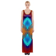 Artwork Digital Art Fractal Colors Thigh Split Maxi Dress