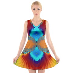 Artwork Digital Art Fractal Colors V-Neck Sleeveless Dress