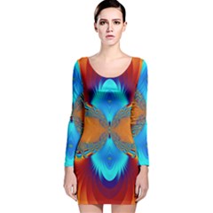 Artwork Digital Art Fractal Colors Long Sleeve Velvet Bodycon Dress