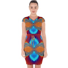 Artwork Digital Art Fractal Colors Capsleeve Drawstring Dress 