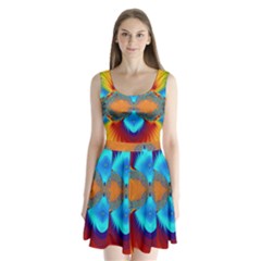 Artwork Digital Art Fractal Colors Split Back Mini Dress 