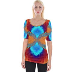 Artwork Digital Art Fractal Colors Wide Neckline Tee