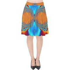 Artwork Digital Art Fractal Colors Velvet High Waist Skirt