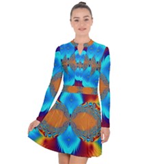 Artwork Digital Art Fractal Colors Long Sleeve Panel Dress