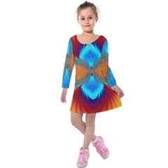 Artwork Digital Art Fractal Colors Kids  Long Sleeve Velvet Dress