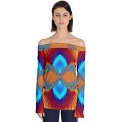 Artwork Digital Art Fractal Colors Off Shoulder Long Sleeve Top