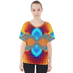 Artwork Digital Art Fractal Colors V-Neck Dolman Drape Top