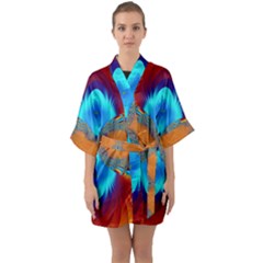 Artwork Digital Art Fractal Colors Quarter Sleeve Kimono Robe