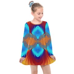 Artwork Digital Art Fractal Colors Kids  Long Sleeve Dress