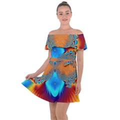 Artwork Digital Art Fractal Colors Off Shoulder Velour Dress
