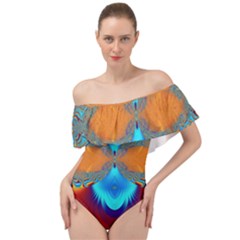 Artwork Digital Art Fractal Colors Off Shoulder Velour Bodysuit 