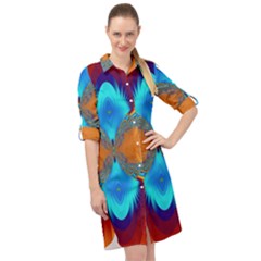 Artwork Digital Art Fractal Colors Long Sleeve Mini Shirt Dress