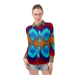 Artwork Digital Art Fractal Colors Long Sleeve Chiffon Shirt