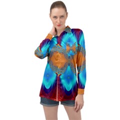 Artwork Digital Art Fractal Colors Long Sleeve Satin Shirt