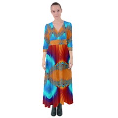 Artwork Digital Art Fractal Colors Button Up Maxi Dress