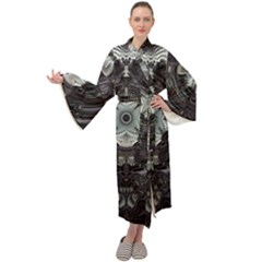 Fractal Art Artwork Design Pattern Maxi Tie Front Velour Kimono by Pakrebo