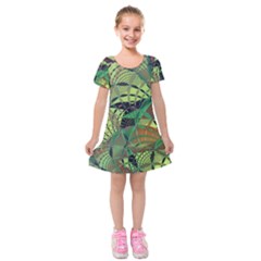 Design Background Concept Fractal Kids  Short Sleeve Velvet Dress by Pakrebo