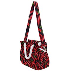 Red Chili Peppers Pattern  Rope Handles Shoulder Strap Bag by bloomingvinedesign