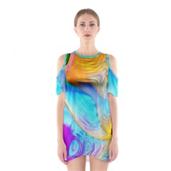 Artwork Digital Art Fractal Colors Shoulder Cutout One Piece Dress by Pakrebo