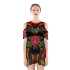 Artwork Art Fractal Flower Design Shoulder Cutout One Piece Dress by Pakrebo