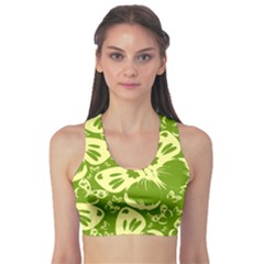 Butterflies Pattern Background Green Decoration Repeating Style Sketch Sports Bra by fashionpod