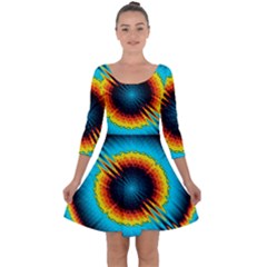 Art Artwork Fractal Digital Art Geometric Quarter Sleeve Skater Dress