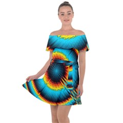 Art Artwork Fractal Digital Art Geometric Off Shoulder Velour Dress