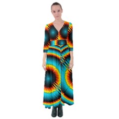 Art Artwork Fractal Digital Art Geometric Button Up Maxi Dress