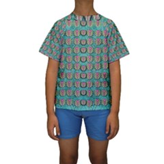 Lotus Bloom In The Sacred Soft Warm Sea Kids  Short Sleeve Swimwear by pepitasart