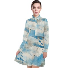 Watercolor Splatter Long Sleeve Chiffon Shirt Dress