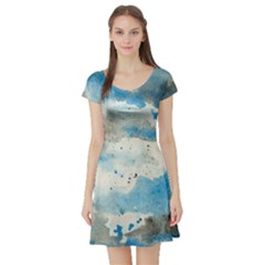 Watercolor Splatter Short Sleeve Skater Dress by blkstudio